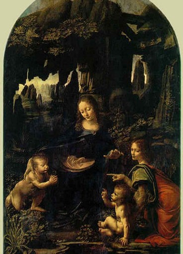 Leonardo da Vinci: La Vergine delle rocce (cm. 123), Parigi museo del Louvre